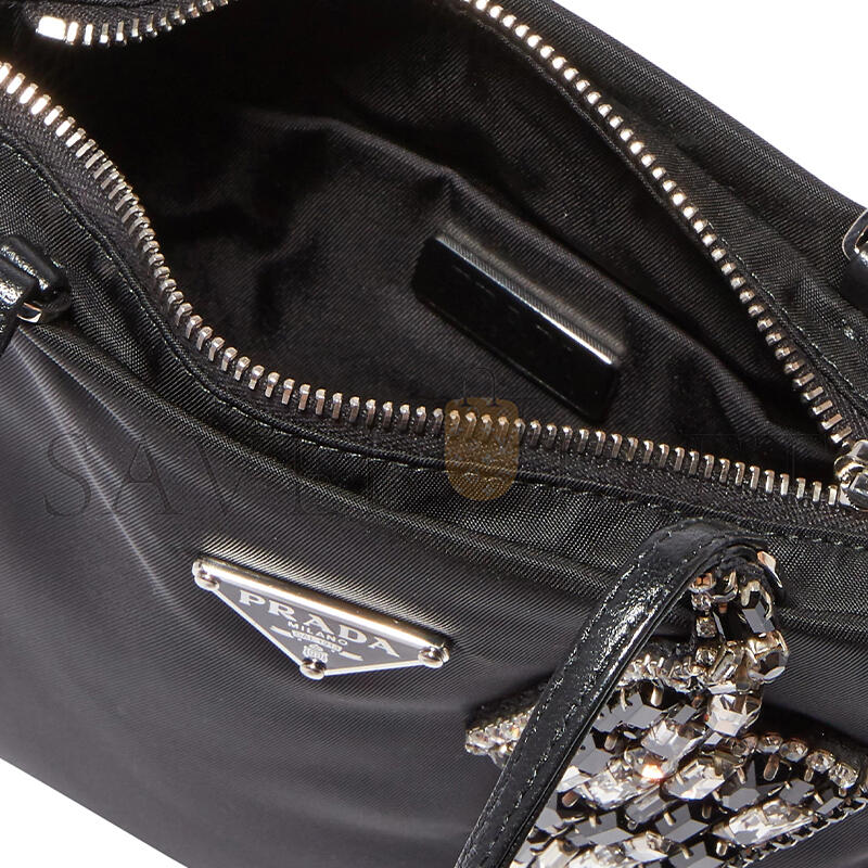 PRADA LIGHTNING BOLT EMBELLISHED NYLON BAG  (18.5*17cm) 