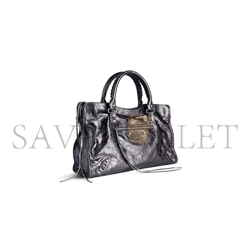 BALENCIAGA WOMEN'S LE CITY BAG MEDIUM IN STEEL GREY 7977862AA9R1314 (37*23.4*14.9cm)