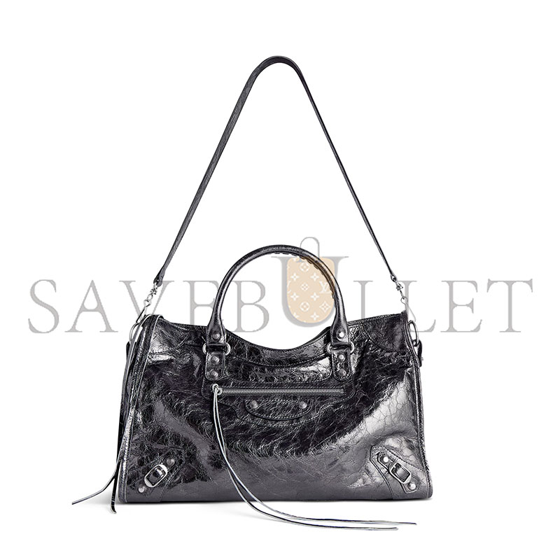 BALENCIAGA WOMEN'S LE CITY BAG MEDIUM IN STEEL GREY 7977862AA9R1314 (37*23.4*14.9cm)