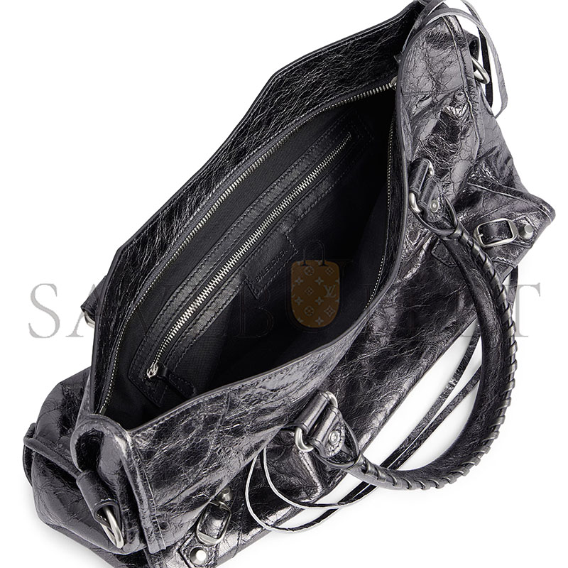 BALENCIAGA WOMEN'S LE CITY BAG MEDIUM IN STEEL GREY 7977862AA9R1314 (37*23.4*14.9cm)