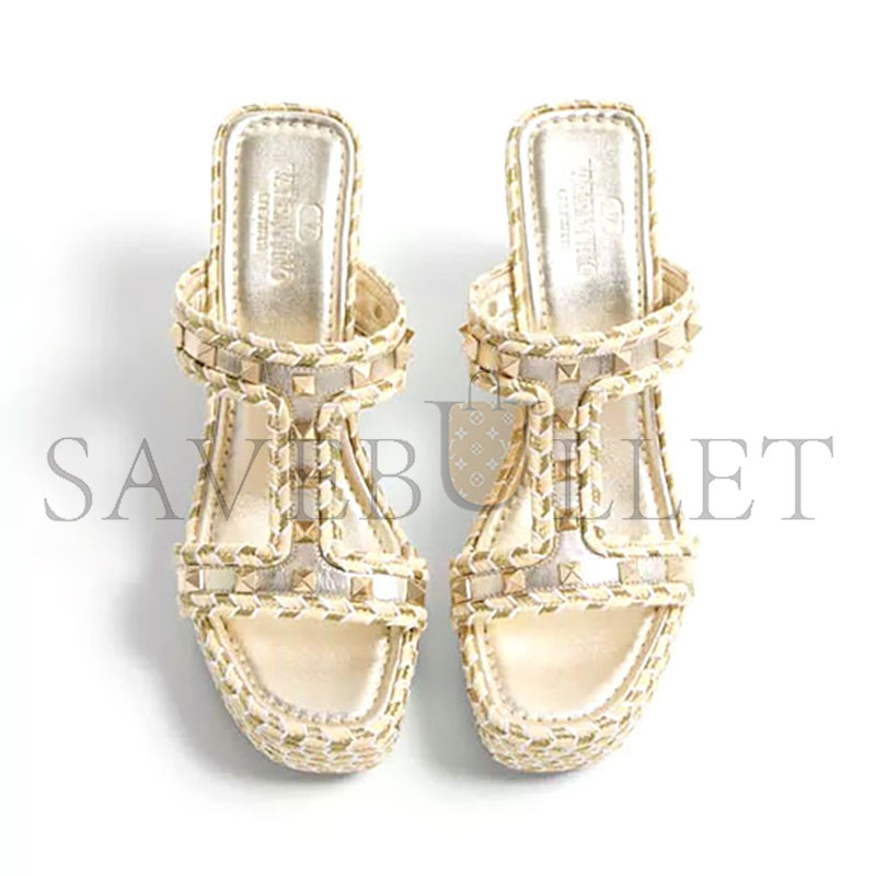 VALENTINO ROCKSTUD LAMINATED NAPPA WEDGE SANDAL 90 MM 4W2S0GI5DYM_YBS VALENTINO ROCKSTUD LAMINATED NAPPA WEDGE SANDAL 90 MM 4W2S0GI5DYM_YBS