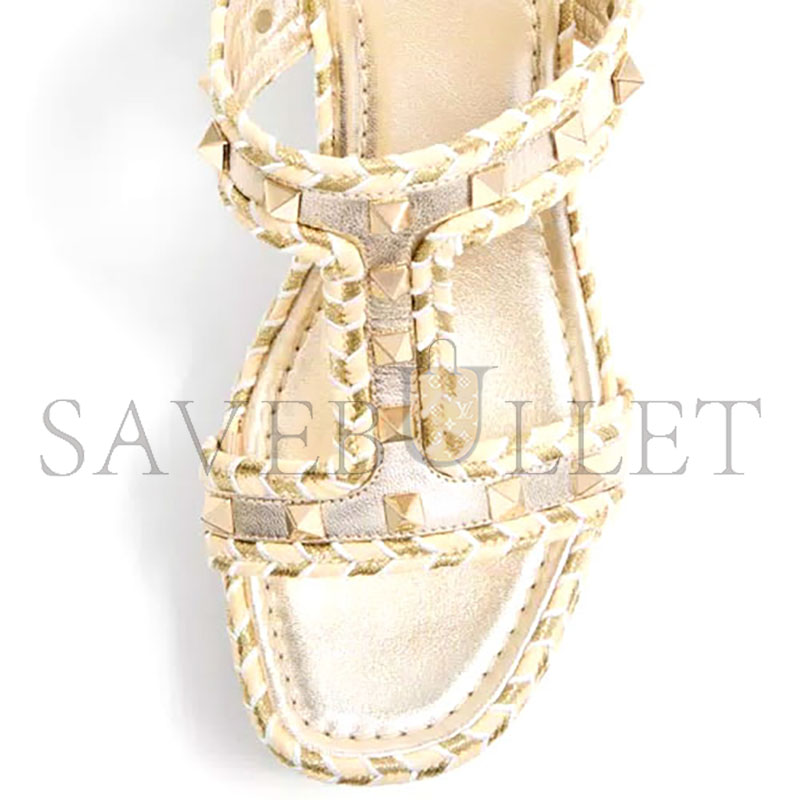 VALENTINO ROCKSTUD LAMINATED NAPPA WEDGE SANDAL 90 MM 4W2S0GI5DYM_YBS VALENTINO ROCKSTUD LAMINATED NAPPA WEDGE SANDAL 90 MM 4W2S0GI5DYM_YBS