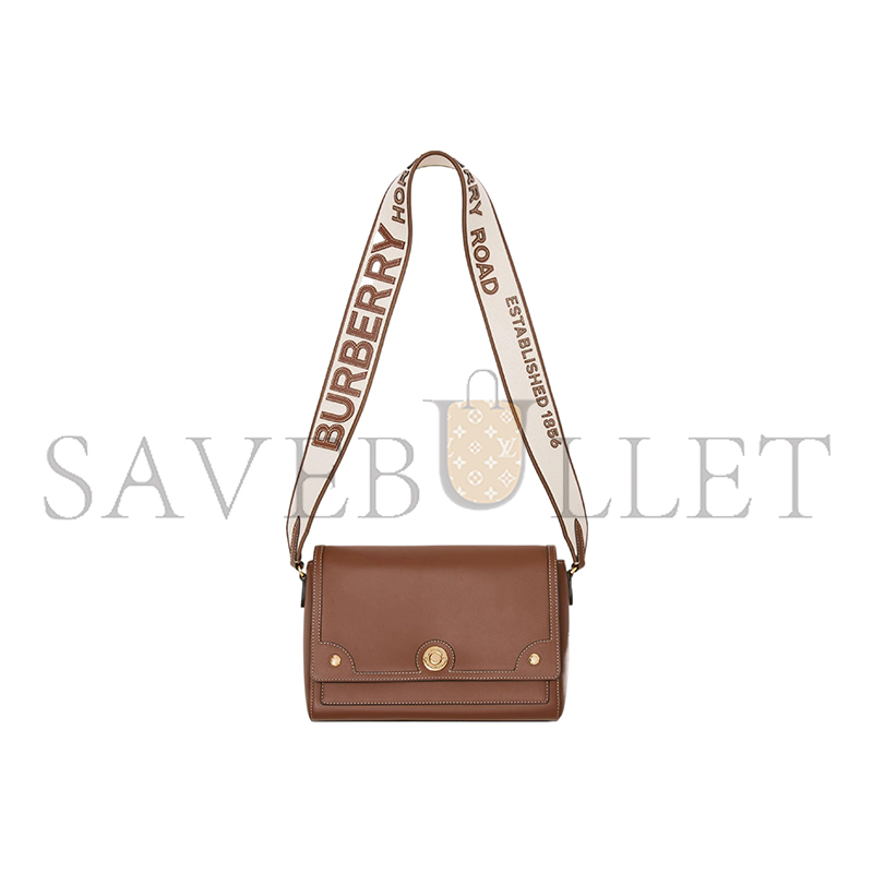 BURBERRY BROWN TOPSTITCHED LEATHER NOTE CROSSBODY BAG 80430551 (25*18*8.5cm)