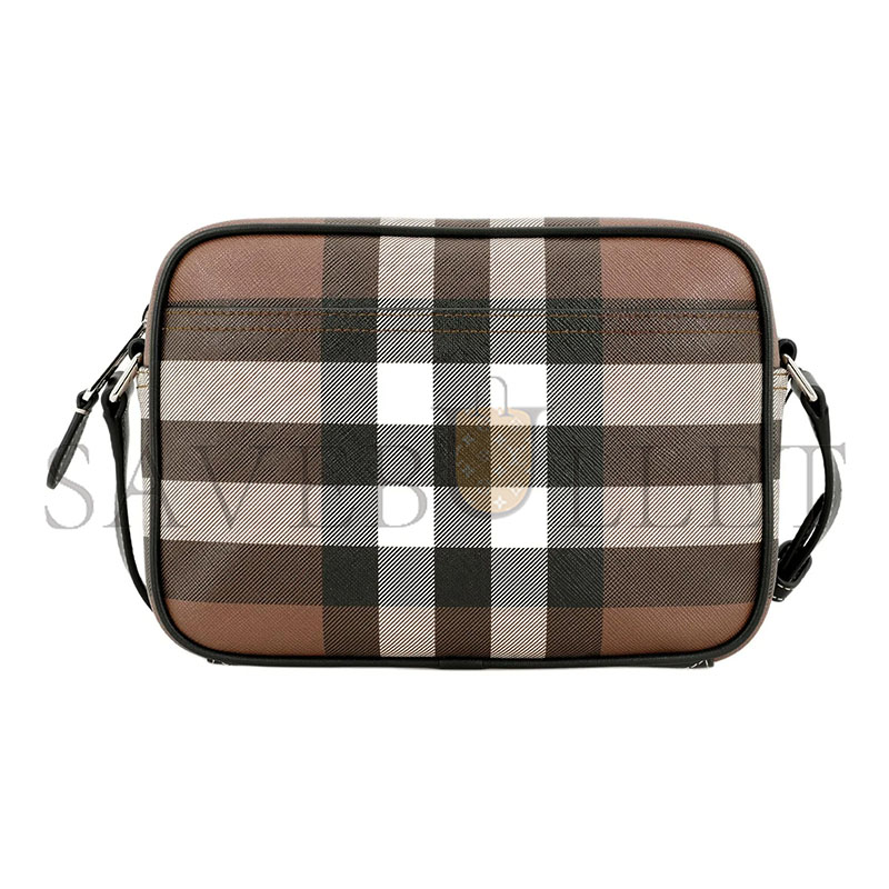 BURBERRY CHECK-PRINT CROSSBODY BAG IN BROWN 80491451 (22.5*14.5*8.2cm)