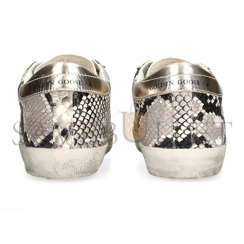 GOLDEN GOOSE SUPER STAR LOGO-EMBROIDERED TEXTURED LEATHER LOW-TOP TRAINERS