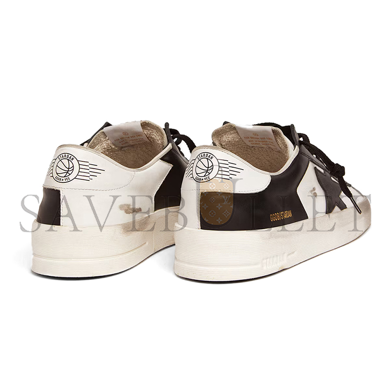 GOLDEN GOOSE MEN'S STARDAN IN WHITE AND BLACK LEATHER GMF00128