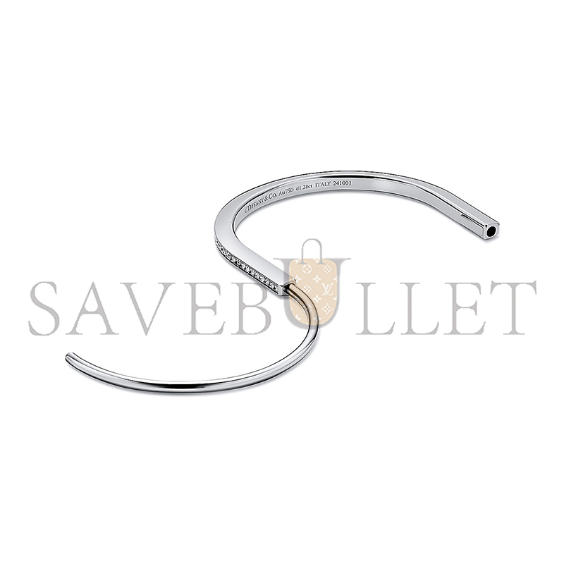 TIFFANY NARROW BANGLE IN WHITE GOLD WITH HALF PAVÉ DIAMONDS 74363938 TIFFANY NARROW BANGLE IN WHITE GOLD WITH HALF PAVÉ DIAMONDS 74363938