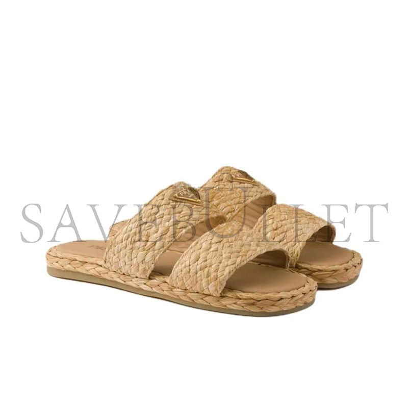 PRADA CROCHET SLIDES IN A NATURAL RAFFIA MATERIA 1XX749