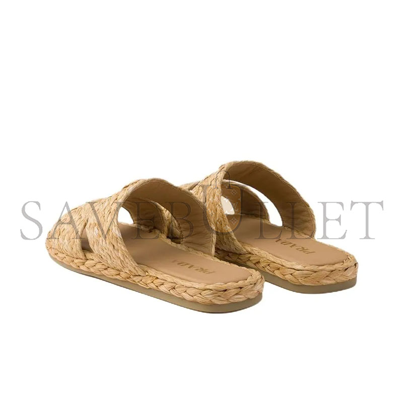 PRADA CROCHET SLIDES IN A NATURAL RAFFIA MATERIA 1XX749
