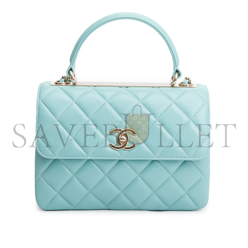 CHANEL LAMBSKIN QUILTED SMALL TRENDY TOP HANDLE BAG A92236 02 (25*17*12cm)