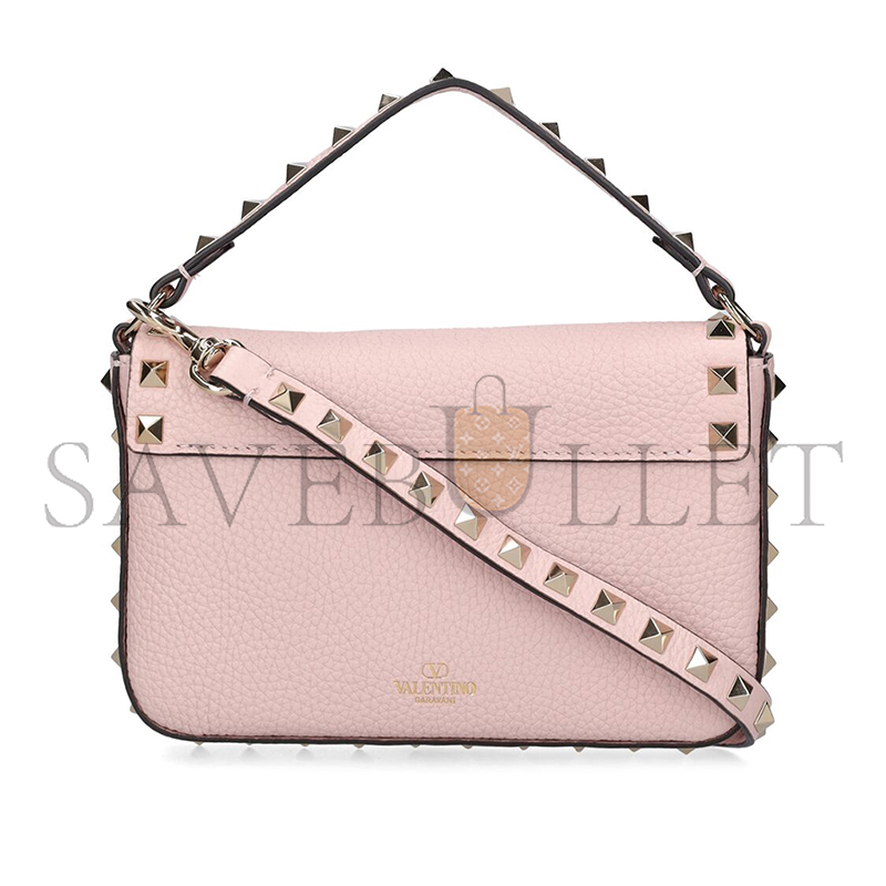 VALENTINO GARAVANI SMALL ROCKSTUD LEATHER TOP HANDLE BAG WW2P0W07VSH-P45 (19*13.5*3cm)