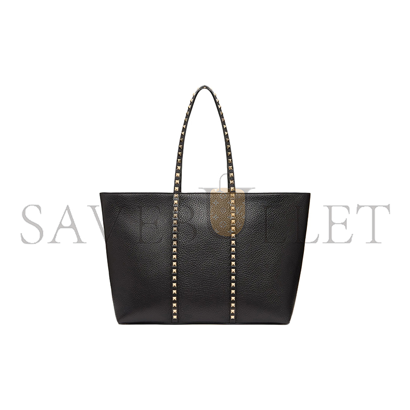 VALENTINO GARAVANI ROCKSTUD SHOPPING BAG IN GRAINY CALFSKIN 5W0B0Q67VSF0NO (37*27*12cm)