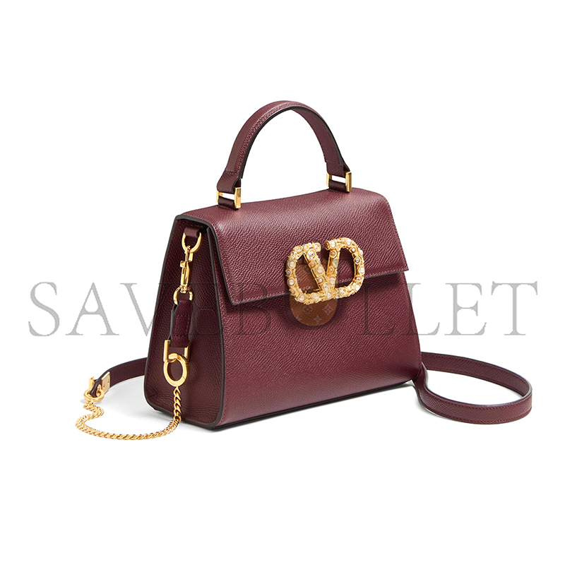 VALENTINO GARAVANI VSLING SMALL HANDBAG IN GRAINY CALFSKIN WITH JEWEL LOGO 7W2B0F53XPW_DYE (22*17*9cm)