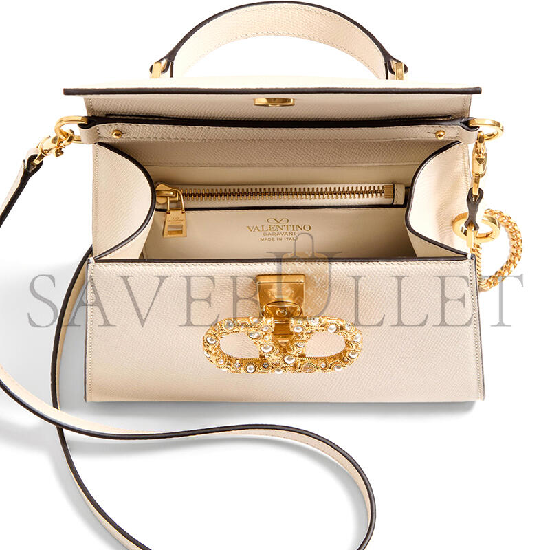 VALENTINO GARAVANI VSLING SMALL HANDBAG IN GRAINY CALFSKIN WITH JEWEL LOGO 7W2B0F53XPW_DYH (22*17*9cm)