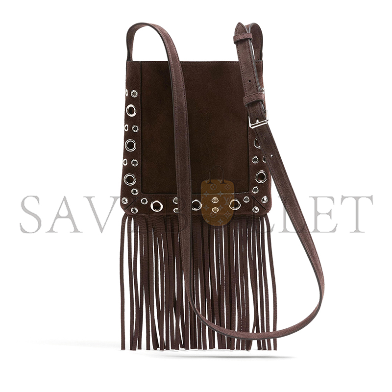 VALENTINO GARAVANI NELLCÔTE SMALL SHOULDER BAG IN SUEDE WITH FRINGES 6W2B0R34JET_0TO (20*20*3cm)