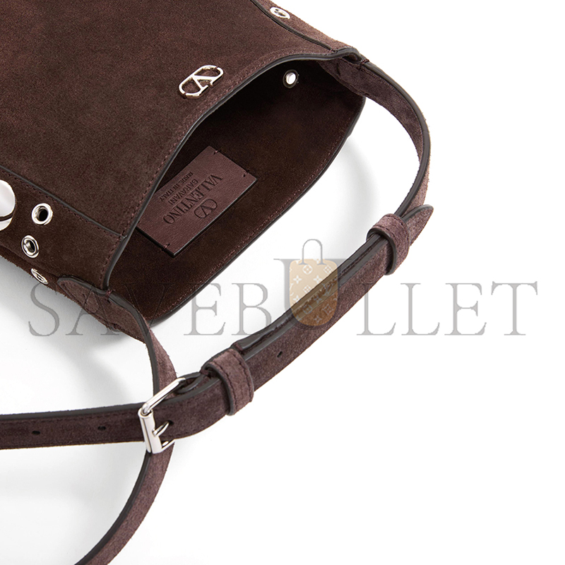 VALENTINO GARAVANI NELLCÔTE SMALL SHOULDER BAG IN SUEDE WITH FRINGES 6W2B0R34JET_0TO (20*20*3cm)