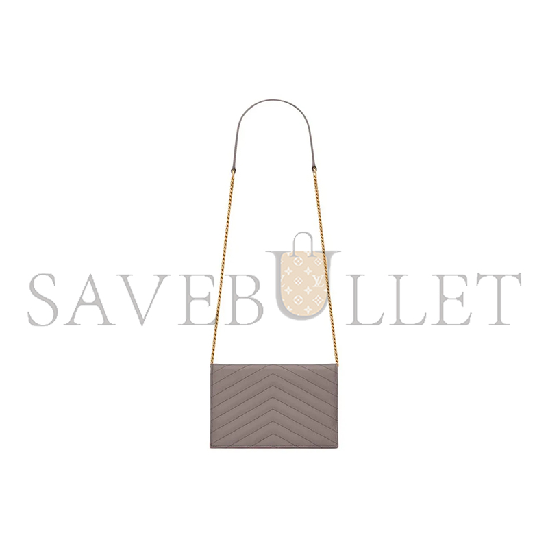 YSL CASSANDRE MATELASSÉ ENVELOPE CHAIN WALLET IN GRAIN DE POUDRE EMBOSSED LEATHER 742920BOW011202 (19*12.5*3.5cm)