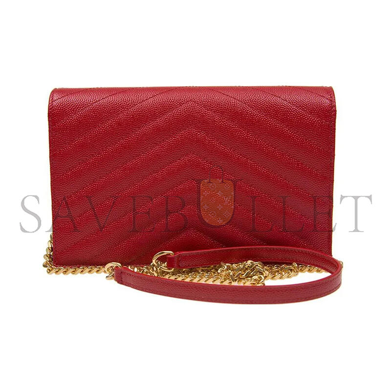 YSL CASSANDRE MATELASSÉ ENVELOPE CHAIN WALLET IN GRAIN DE POUDRE EMBOSSED LEATHER 393953BOW016515 (19*12.5*3.5cm)