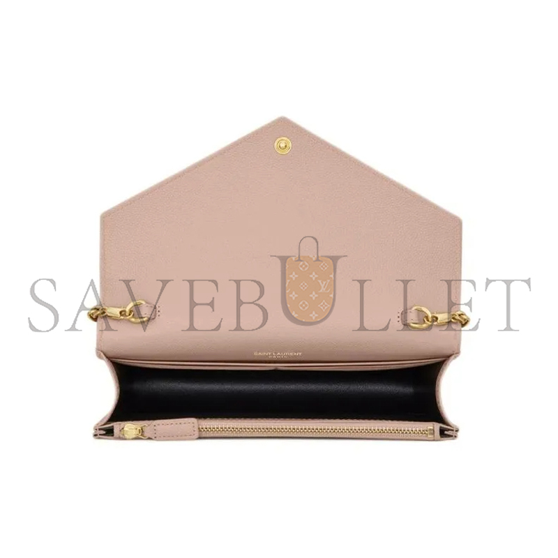 YSL CASSANDRE MATELASSÉ ENVELOPE CHAIN WALLET IN GRAIN DE POUDRE EMBOSSED LEATHER 742920BOW016920 (19*12.5*3.5cm)