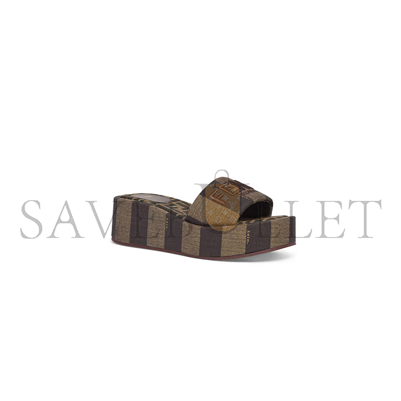 FENDI SUNSHINE BROWN FABRIC FLATFORM SLIDES 8R8515AORHF1P95 FENDI SUNSHINE BROWN FABRIC FLATFORM SLIDES 8R8515AORHF1P95