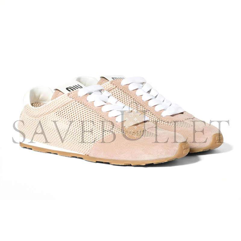 MIU MIU NUDE SUEDE AND MESH PLUME SNEAKERS 5E388E MIU MIU NUDE SUEDE AND MESH PLUME SNEAKERS 5E388E