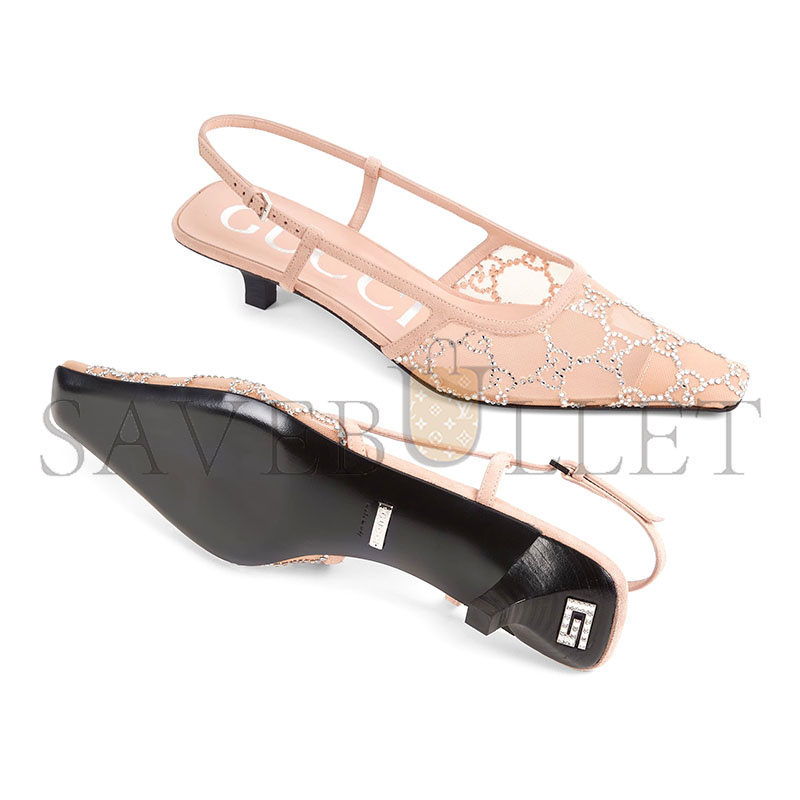 GUCCI WOMEN'S GG CRYSTAL SLINGBACK PUMP 674668