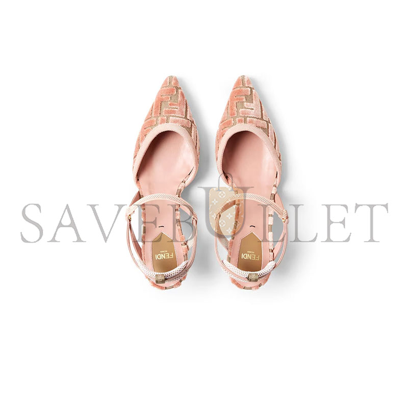 FENDI COLIBRÌ LITE MEDIUM-HEELED SLINGBACKS IN PINK FF FABRIC 8J8362AOTPF1TPJ FENDI COLIBRÌ LITE MEDIUM-HEELED SLINGBACKS IN PINK FF FABRIC 8J8362AOTPF1TPJ
