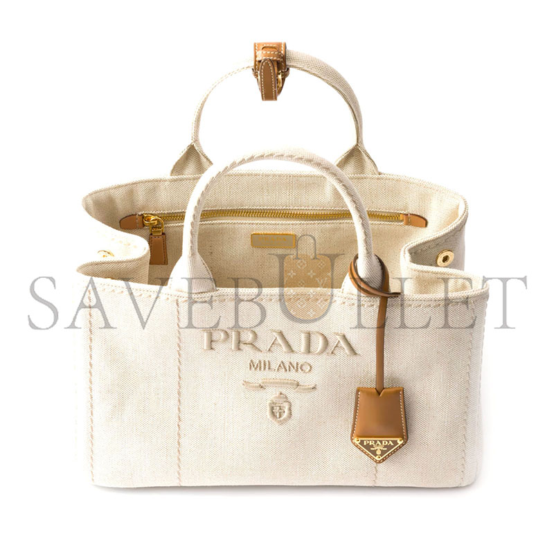 PRADA JARDINIÈRE LARGE LINEN BLEND HANDBAG 1BG554 (33*20*18cm) PRADA JARDINIÈRE LARGE LINEN BLEND HANDBAG 1BG554 (33*20*18cm)