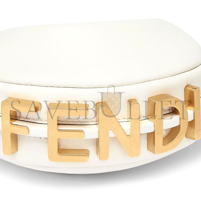 FENDI NANO FENDIGRAPHY WHITE LEATHER CHARM 7AS089A5DYF1HEL (16.5*14*5cm)