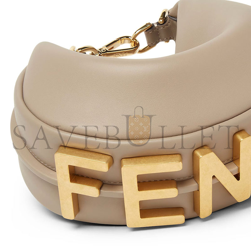 FENDI FENDIGRAPHY MINI DOVE GREY LEATHER MINI-BAG 8BS081A5DYF1JCT (20*13*7.5cm)