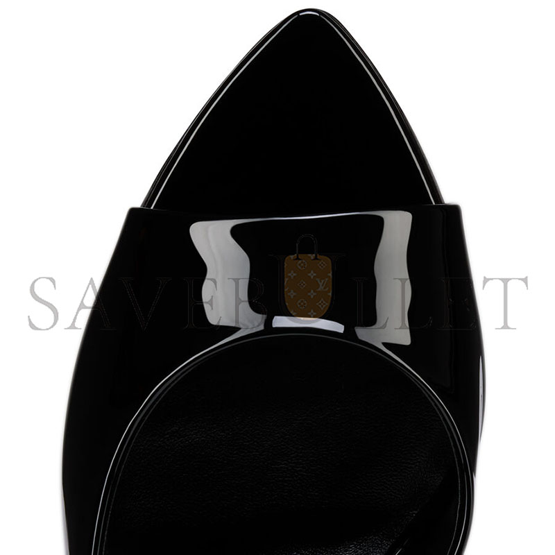 CHRISTIAN LOUBOUTIN MISS Z MULE 100MM OPEN HEEL SANDALS PATENT LEATHER BLACK WOMEN'S 1250970B439