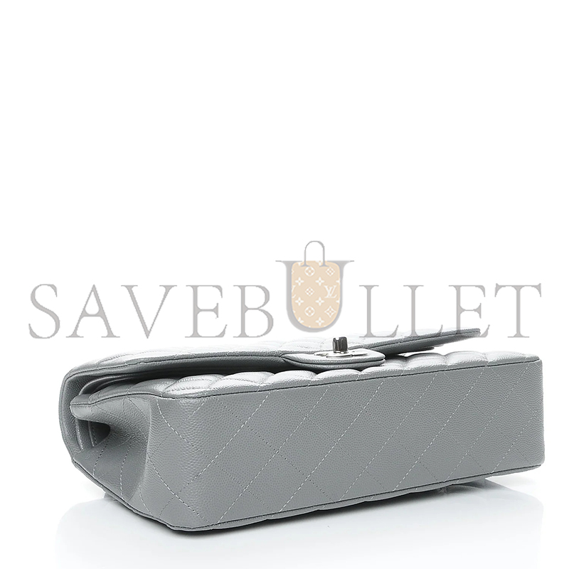 CHANEL MASTER CAVIAR QUILTED MEDIUM DOUBLE FLAP GREY 212974 (25*16*6cm)