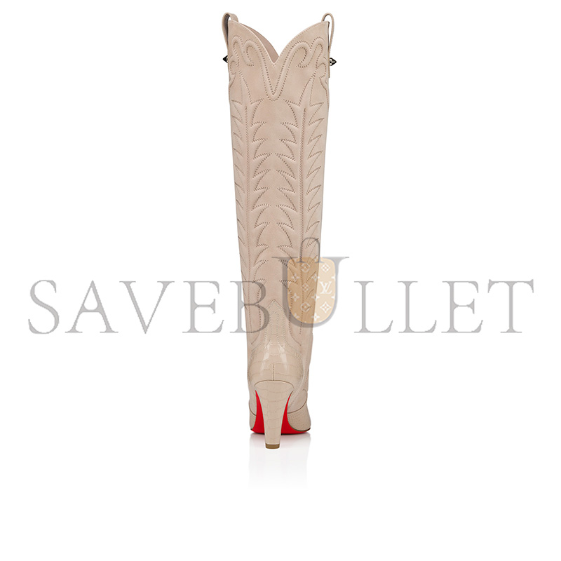 CHRISTIAN LOUBOUTIN SANTIA BOTTA85 MM BOOTS ALLIGATOR EMBOSSED CALF LEATHER AND VEAU VELOURS PEARL WOMEN 32505539062
