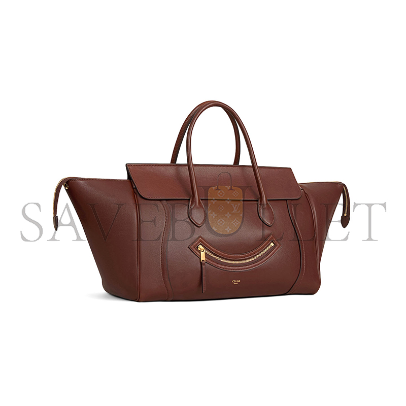 CELINE MEDIUM SMILING NEW LUGGAGE IN SUPPLE SHINY LAMBSKIN 123693GW2.28BK (36*22*16cm)