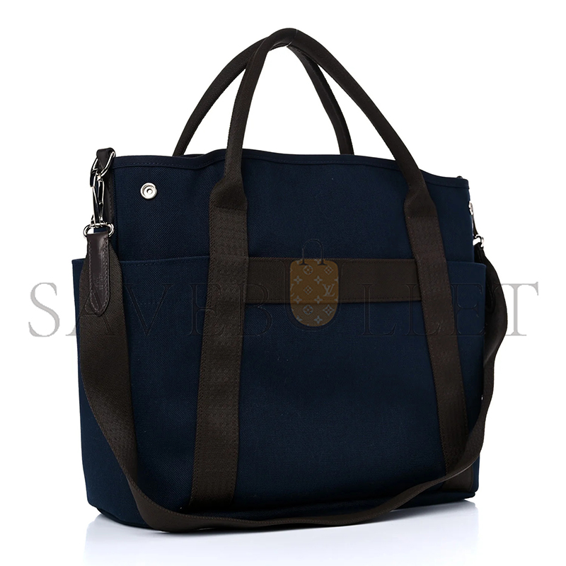 HERMES TOILE SAC DE PANSAGE GROOM BLEU NAVY FEU (38*32*17cm)