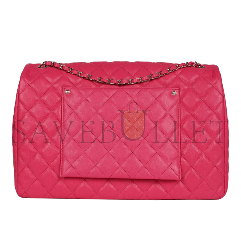 CHANEL XXL FLAP BAG FUCHSIA SHINY CAVIAR LIGHT GOLD HARDWARE BAG (41*28*11cm)