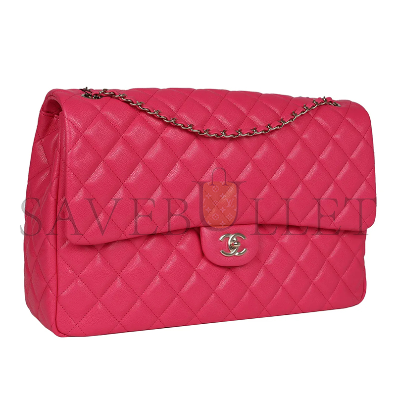 CHANEL XXL FLAP BAG FUCHSIA SHINY CAVIAR LIGHT GOLD HARDWARE BAG (41*28*11cm)