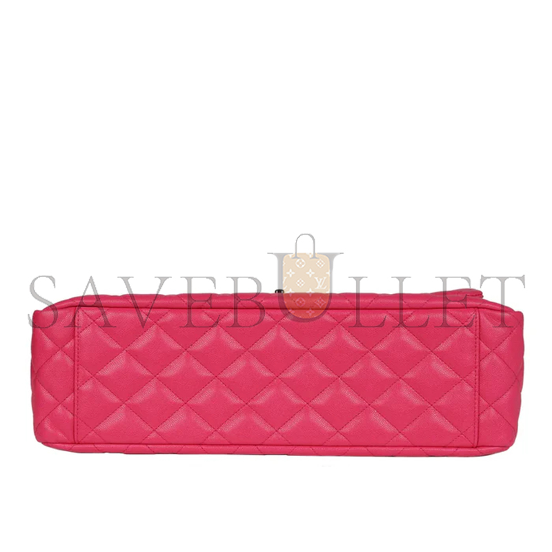 CHANEL XXL FLAP BAG FUCHSIA SHINY CAVIAR LIGHT GOLD HARDWARE BAG (41*28*11cm)