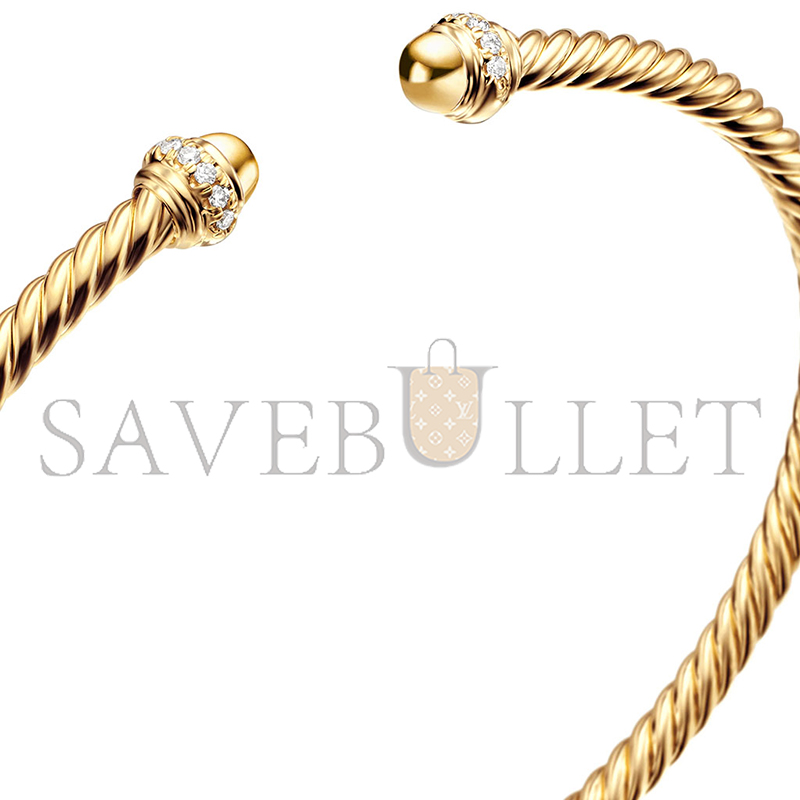 DAVID YURMAN CLASSIC CABLESPIRA BRACELET18K YELLOW GOLD WITH DIAMONDS, 3MM B13769D88ADI