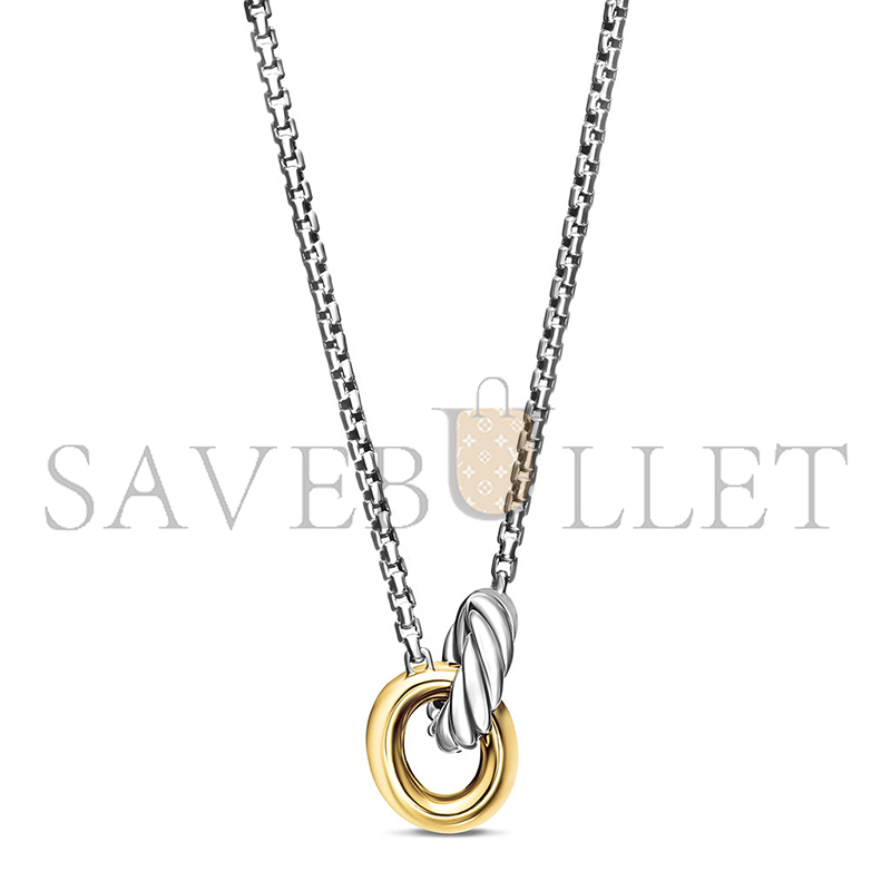 DAVID YURMAN PETITE CABLE LINKED NECKLACE STERLING SILVER WITH 14K YELLOW GOLD, 15MM 192740692154