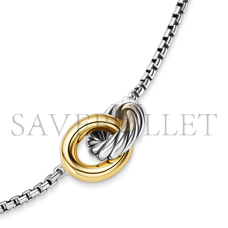 DAVID YURMAN PETITE CABLE LINKED NECKLACE STERLING SILVER WITH 14K YELLOW GOLD, 15MM 192740692154