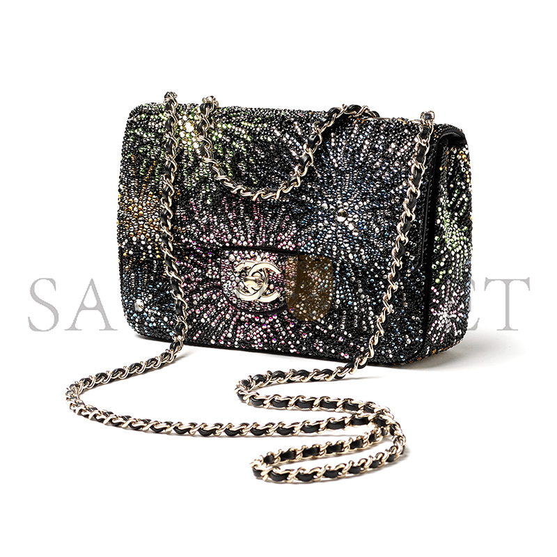 CHANEL EVENING BAG STRASS & GOLD-TONE METAL BLACK & MULTICOLOUR AS4297 (21*13*8cm)
