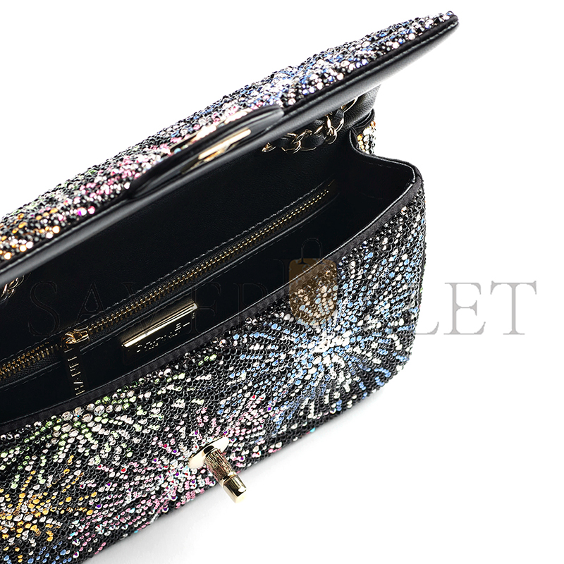 CHANEL EVENING BAG STRASS & GOLD-TONE METAL BLACK & MULTICOLOUR AS4297 (21*13*8cm)