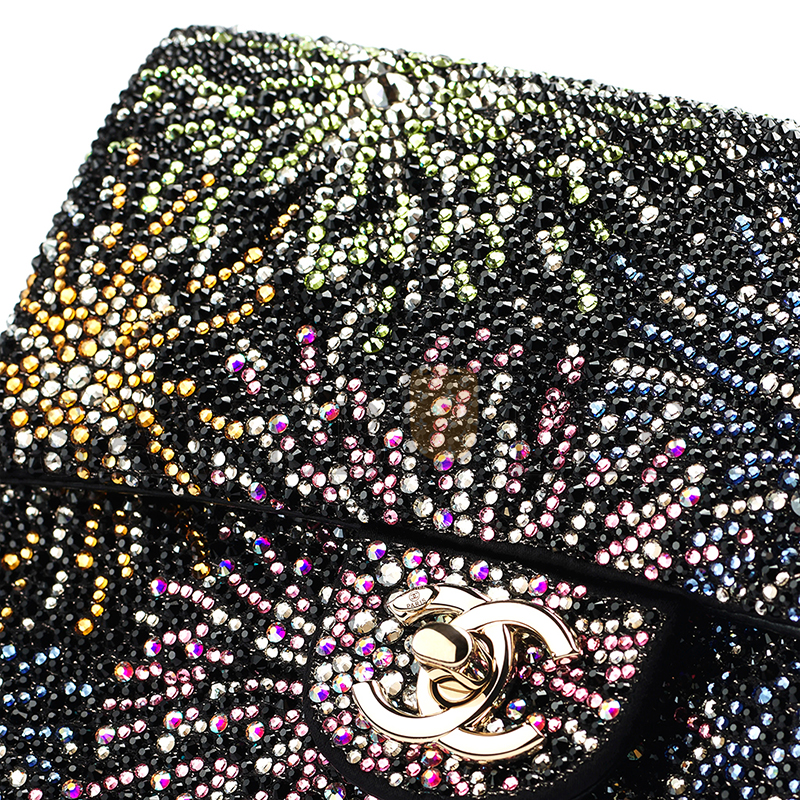 CHANEL EVENING BAG STRASS & GOLD-TONE METAL BLACK & MULTICOLOUR AS4297 (21*13*8cm)