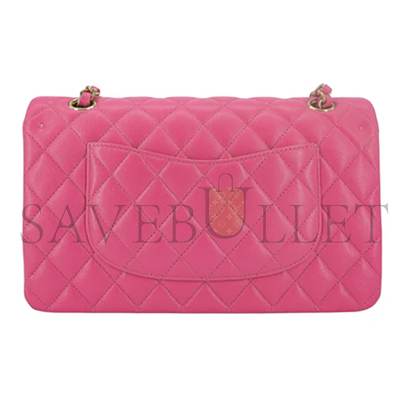 CHANEL 19C BARBIE PINK CAVIAR MEDIUM CLASSIC DOUBLE FLAP BAG (25.5*16*7.5cm)