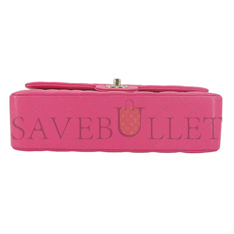 CHANEL 19C BARBIE PINK CAVIAR MEDIUM CLASSIC DOUBLE FLAP BAG (25.5*16*7.5cm)