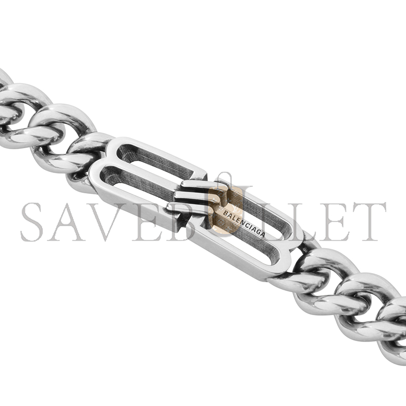 BALENCIAGA BB ICON GOURMETTE BRACELET IN ANTIQUE SILVER 718493TZ99I0911