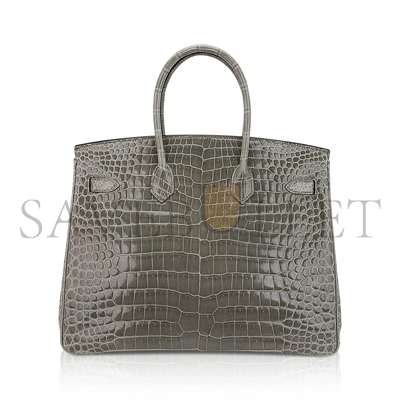 HERMES MASTER BIRKIN 35 BAG GRIS TOURTERELLE POROSUS CROCODILE WITH GOLD HARDWARE (35*25*18cm)