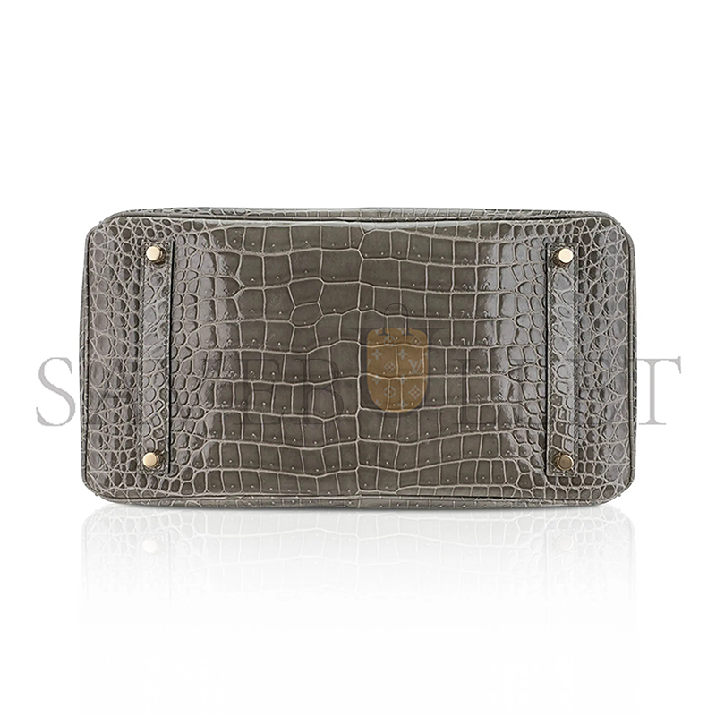 HERMES MASTER BIRKIN 35 BAG GRIS TOURTERELLE POROSUS CROCODILE WITH GOLD HARDWARE (35*25*18cm)