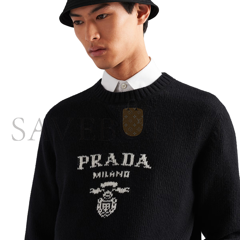 PRADA WOOL AND CASHMERE CREW-NECK SWEATER UMB223
